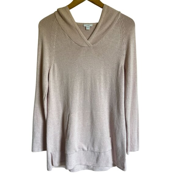 J. Jill Pure Jill Pale Pink Silk Blend Hooded Pullover Sweater Size Small - Picture 1 of 9